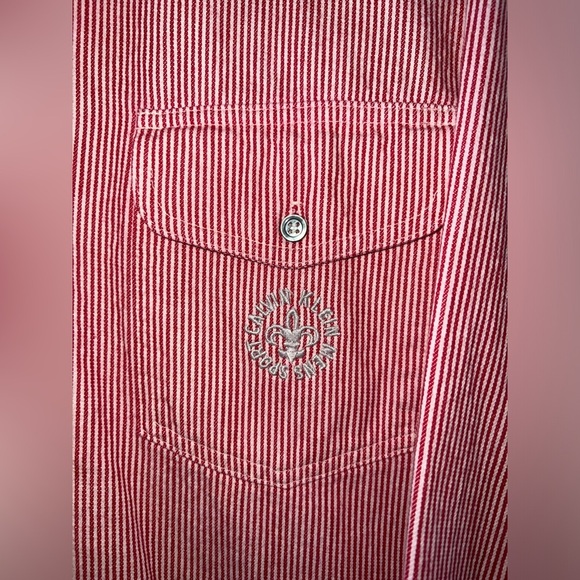 Vintage USA made Calvin Klein Sport pinstripe red denim shirt men’s medium - Picture 2 of 7